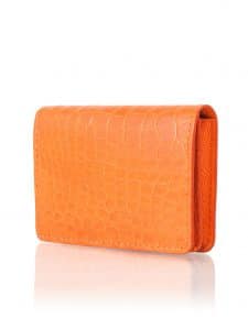Business Cardholder Orange Shiny Alligator