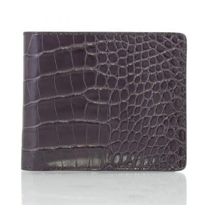 “Pocket” Wallet enamel grey shiny alligator