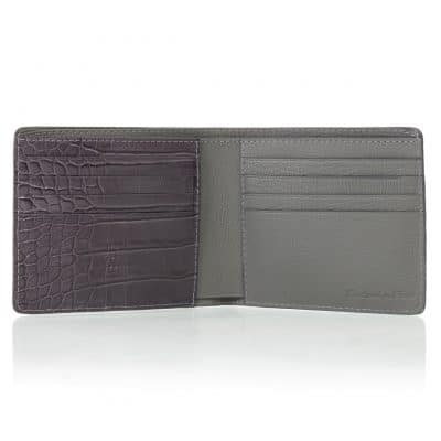 “Pocket” Wallet enamel grey shiny alligator