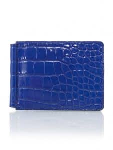 Money Clip Wallet blue shiny alligator