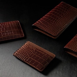 business card holder brown crocodile