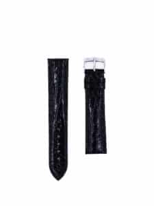 Watch strap Alligator round scales  3.5 Shiny black