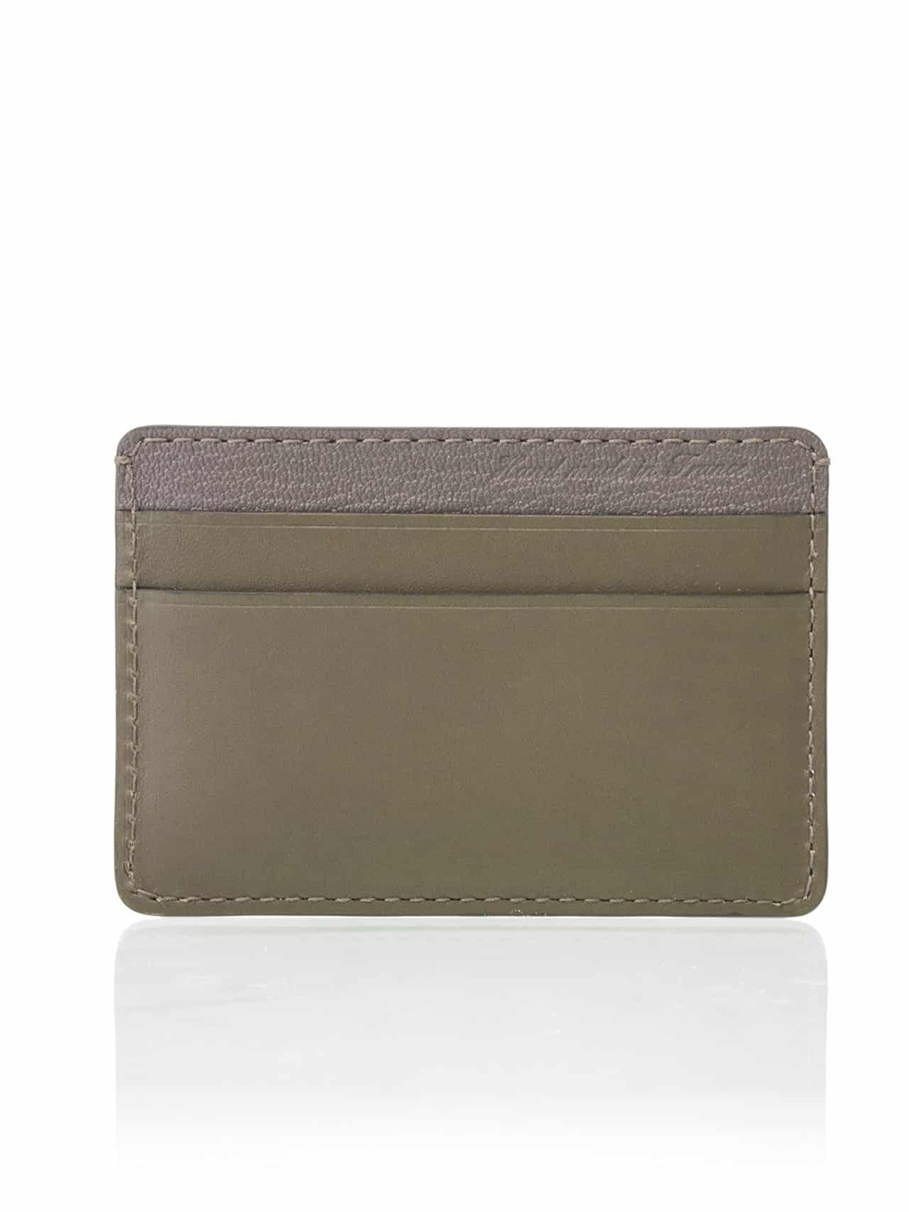 Card holder leather grey kaki