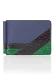 Money Clip Wallet mix green embossed calf