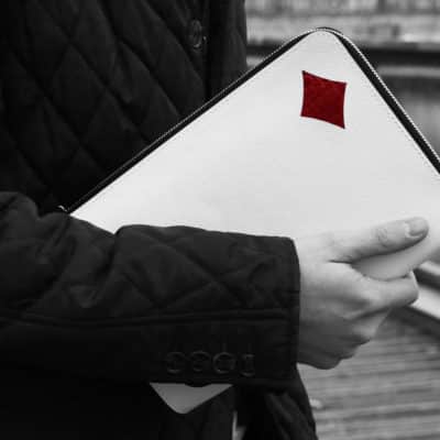 wallet card holder white red diamonds