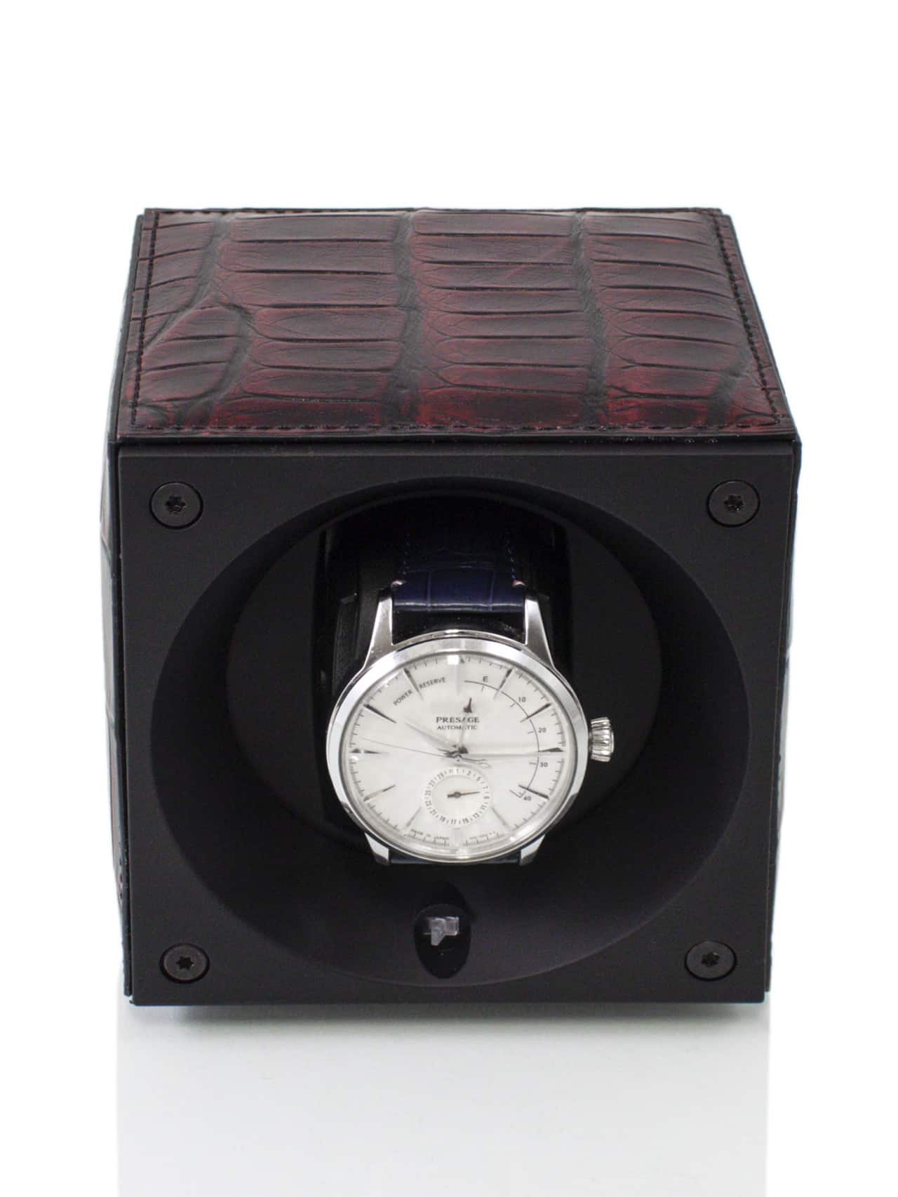 Swiss Kubik crocodile watch case red