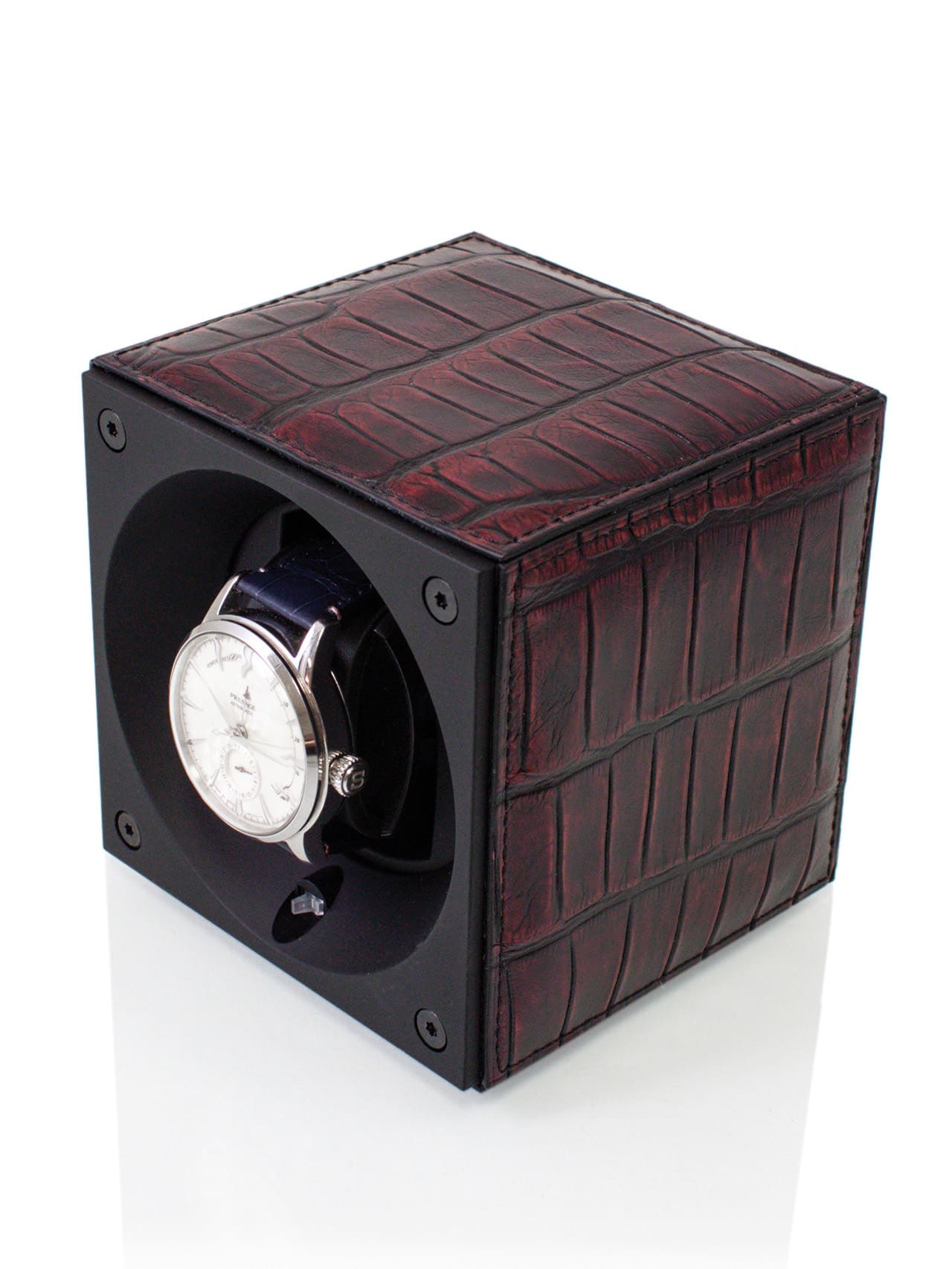 Swiss Kubik crocodile watch case red