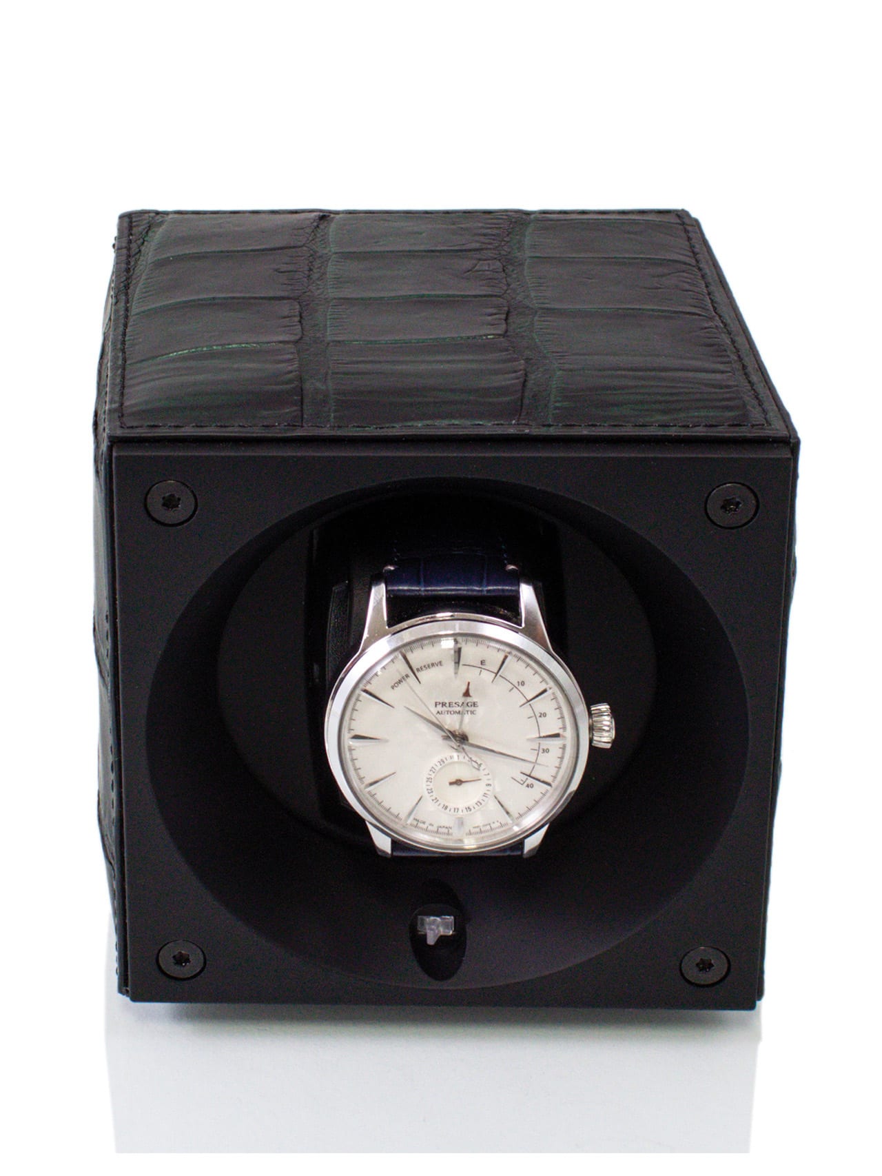Swiss Kubik crocodile watch case black