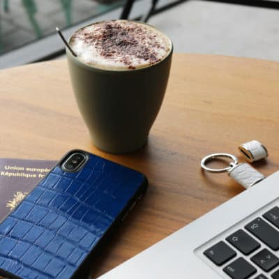 iphone case XS crocodile blue coffee mac apple