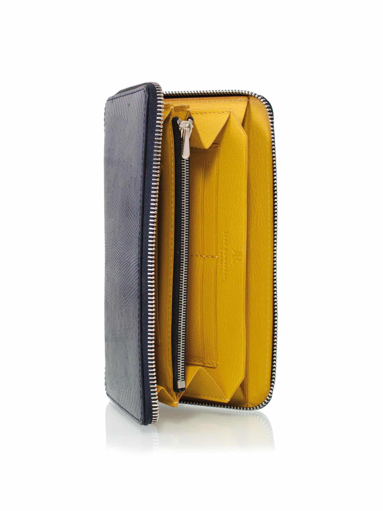 leather goods wallet big larg blue yellow