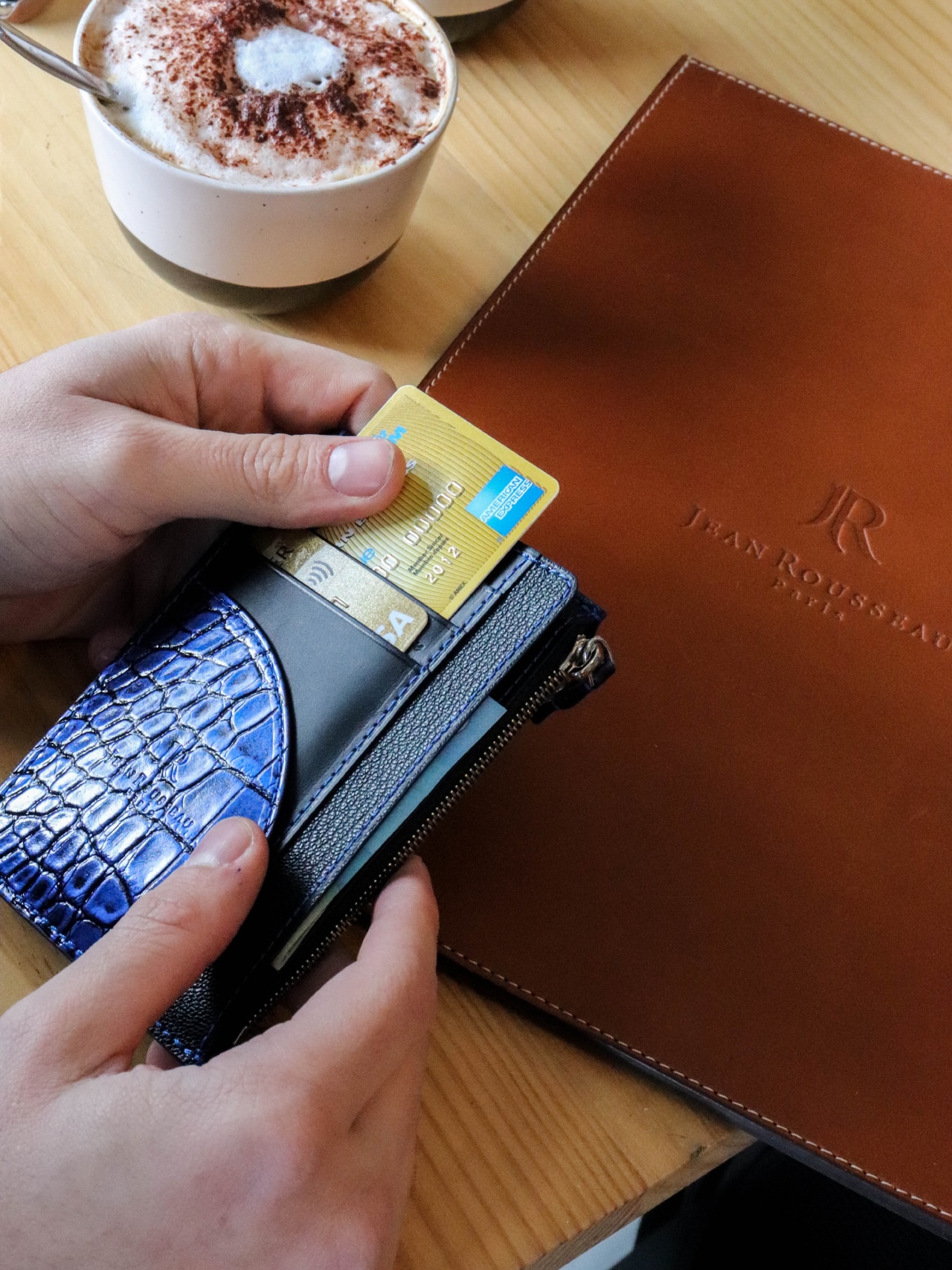 card holder blue alligator