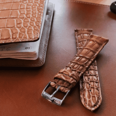 leather goods watch straps brown crocodile jean rousseau