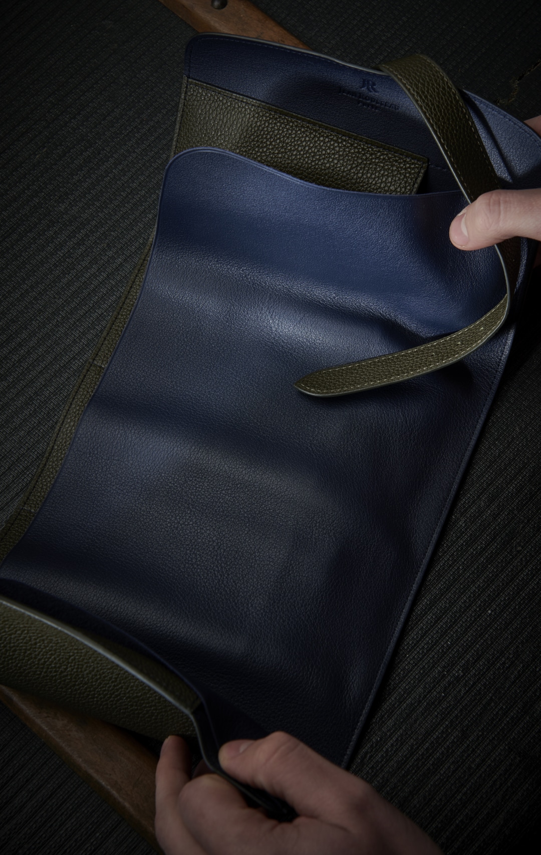 watch roll hand leather goods wach strap brown green blue