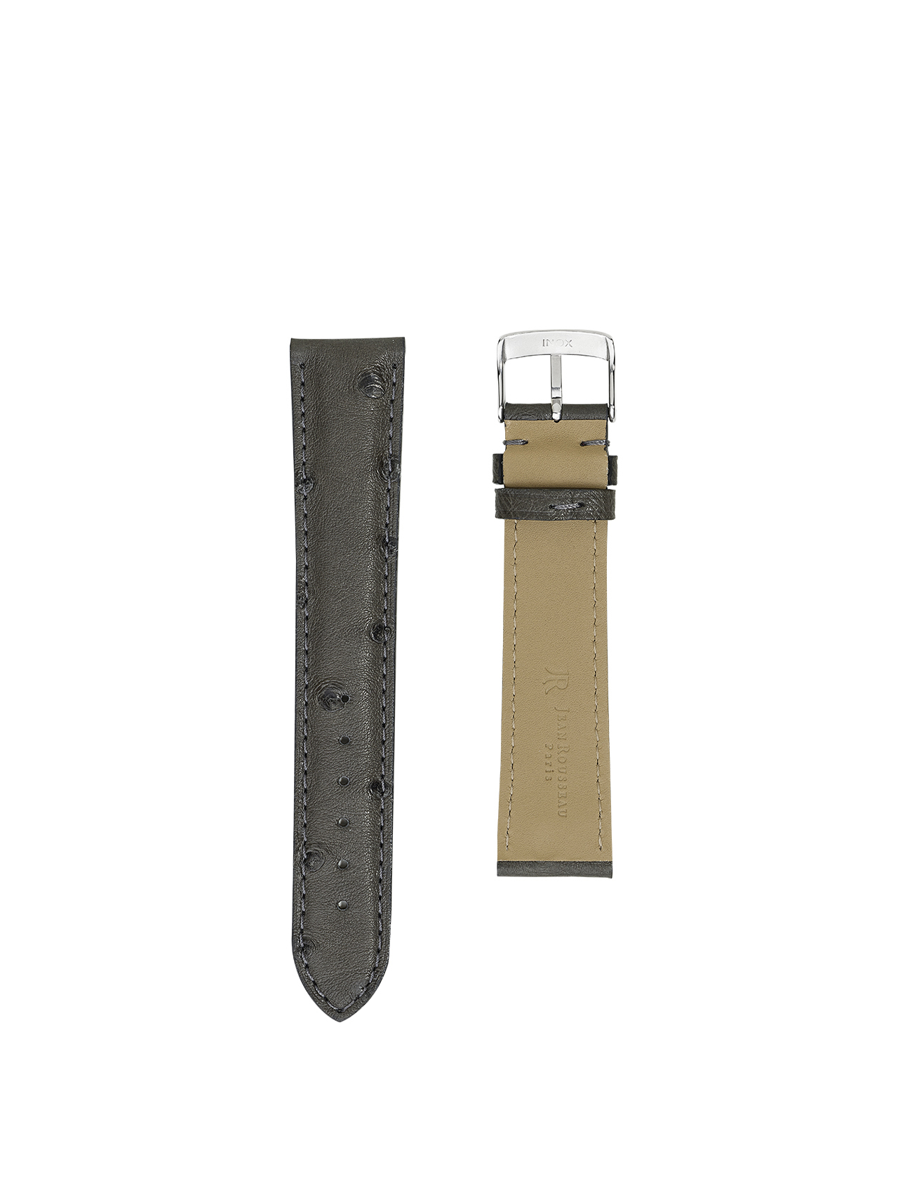 jean rousseau watch strap ostrich black grey