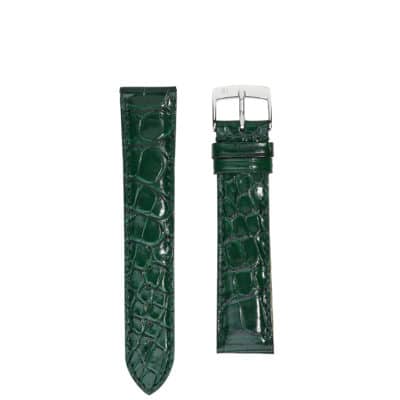 Watch strap Alligator dark green shiny men