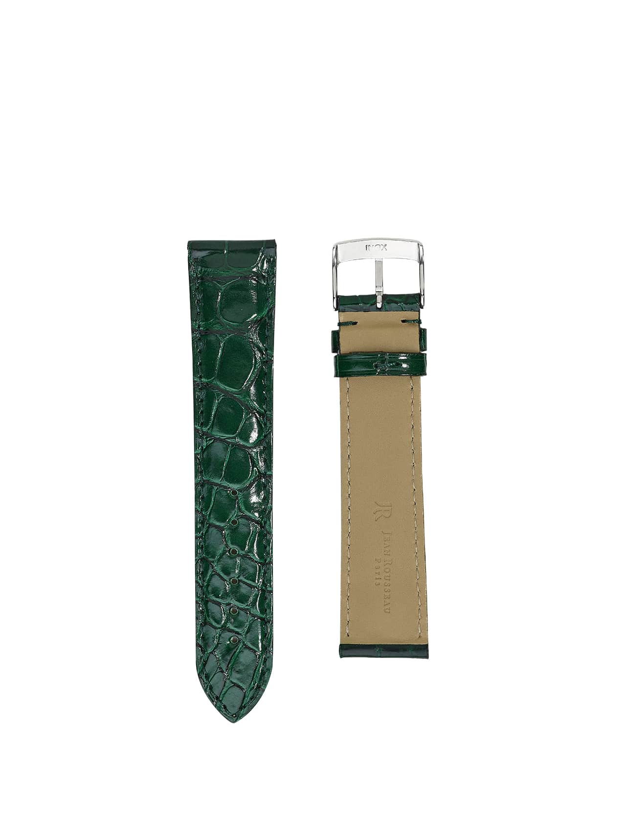Watch strap Alligator dark green shiny men