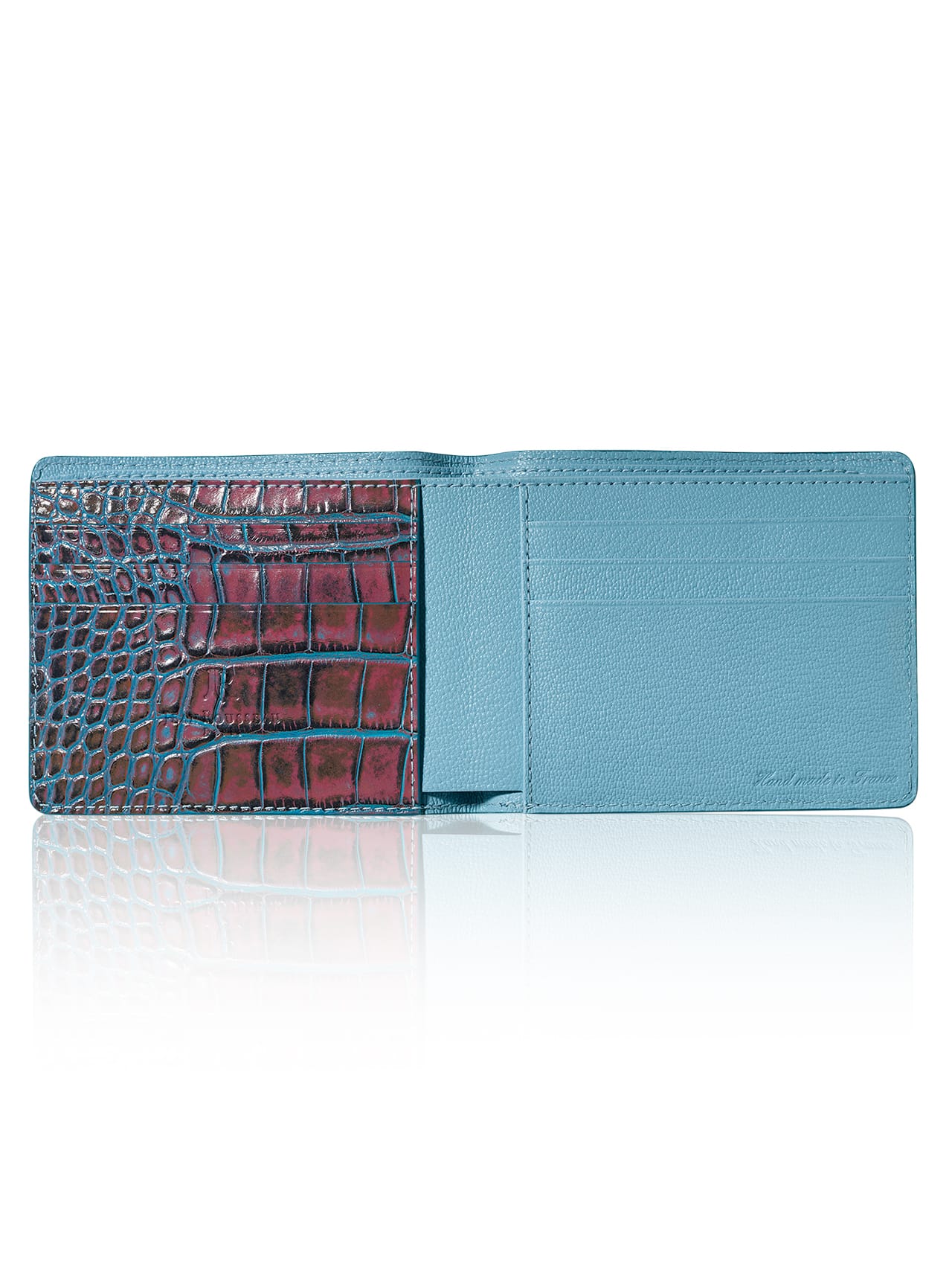 jean rousseau crocodile red brown pink blue wallet car holder