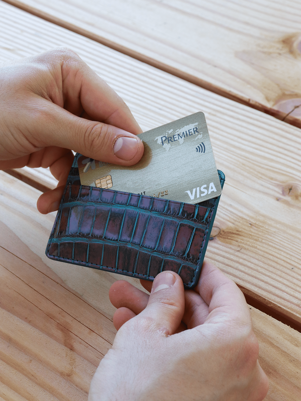 jean rousseau crocodile red brown pink blue wallet car holder