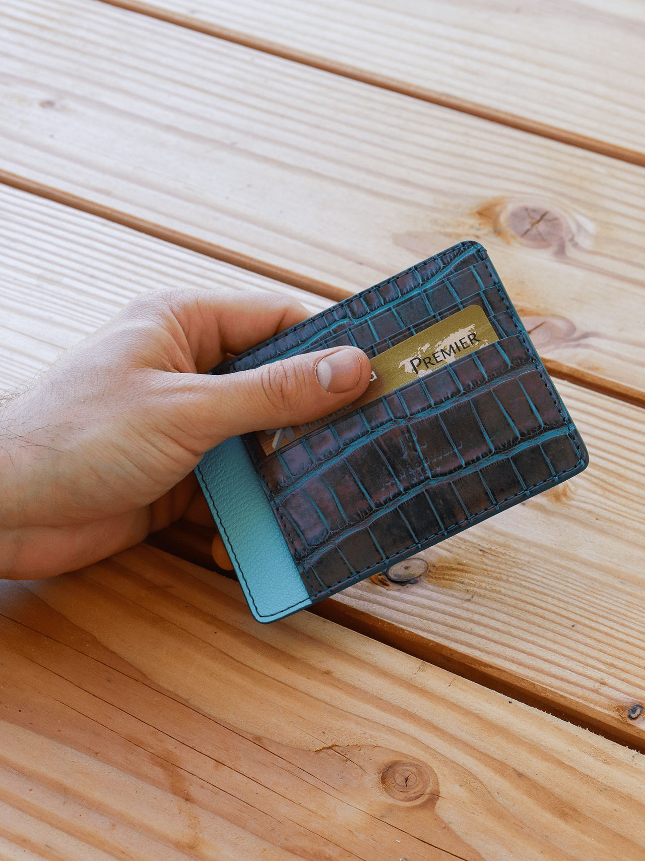 jean rousseau crocodile red brown pink blue wallet car holder