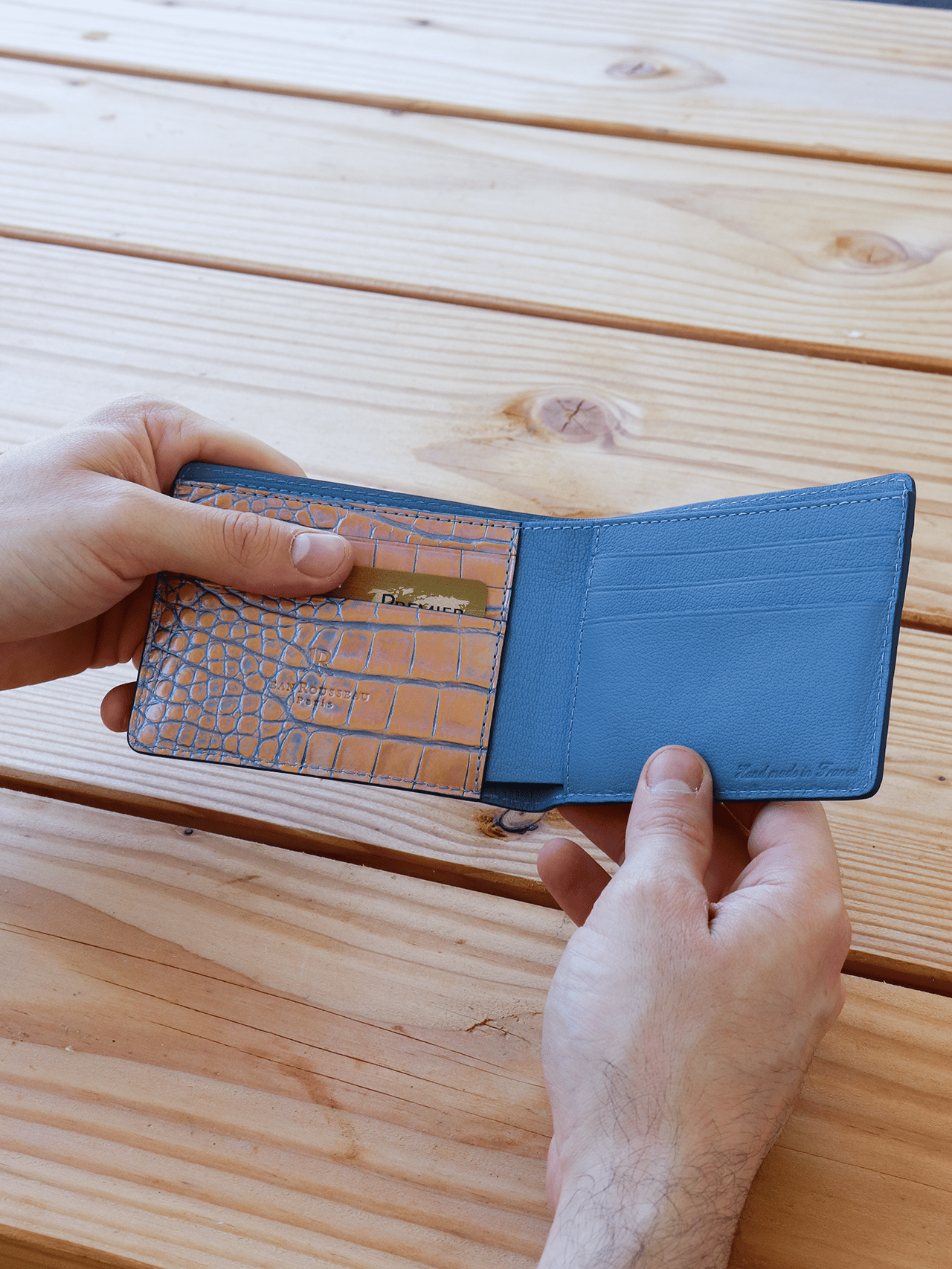 jean rousseau crocodile red brown pink blue wallet car holder