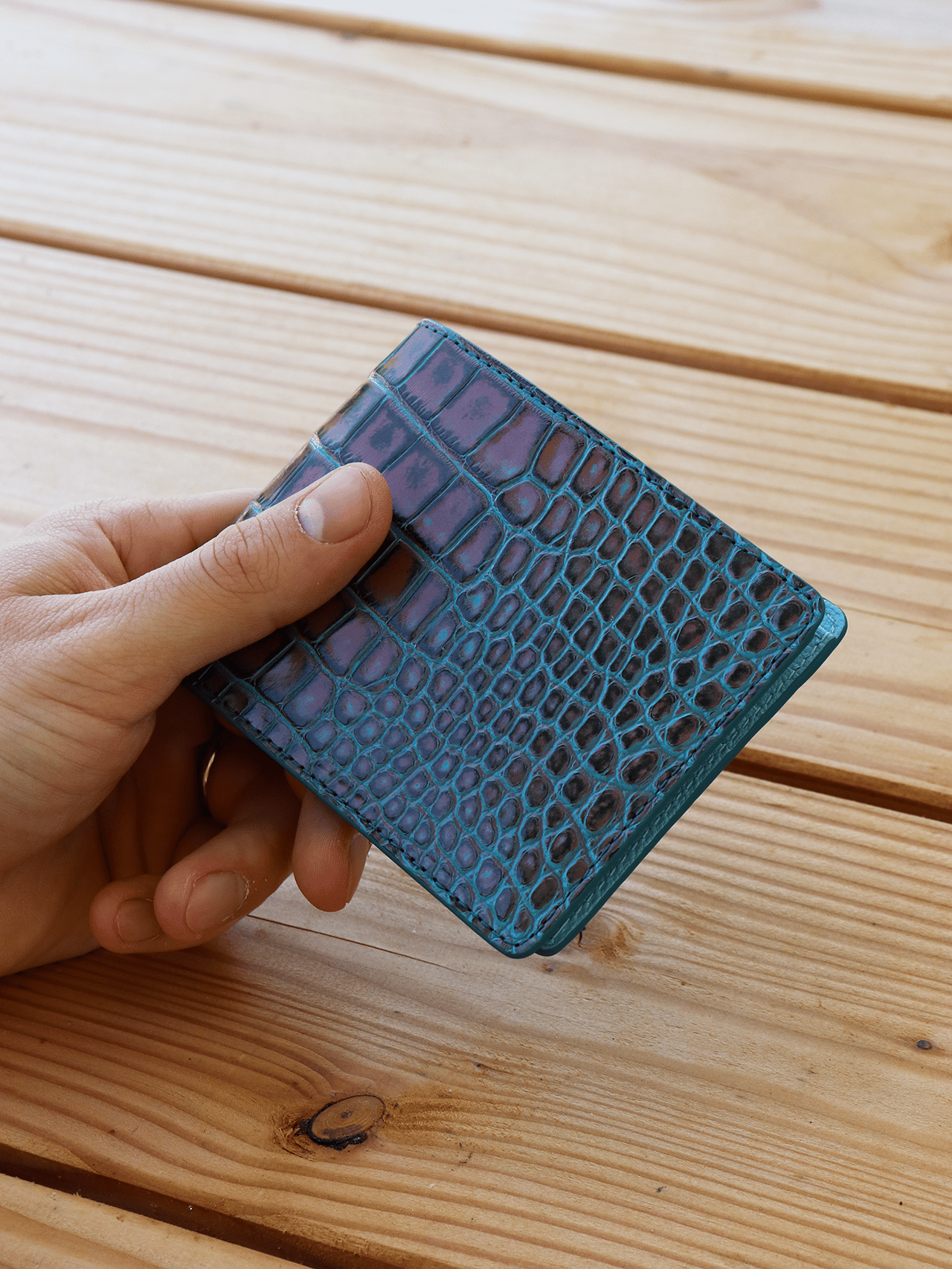 jean rousseau crocodile red brown pink blue wallet car holder