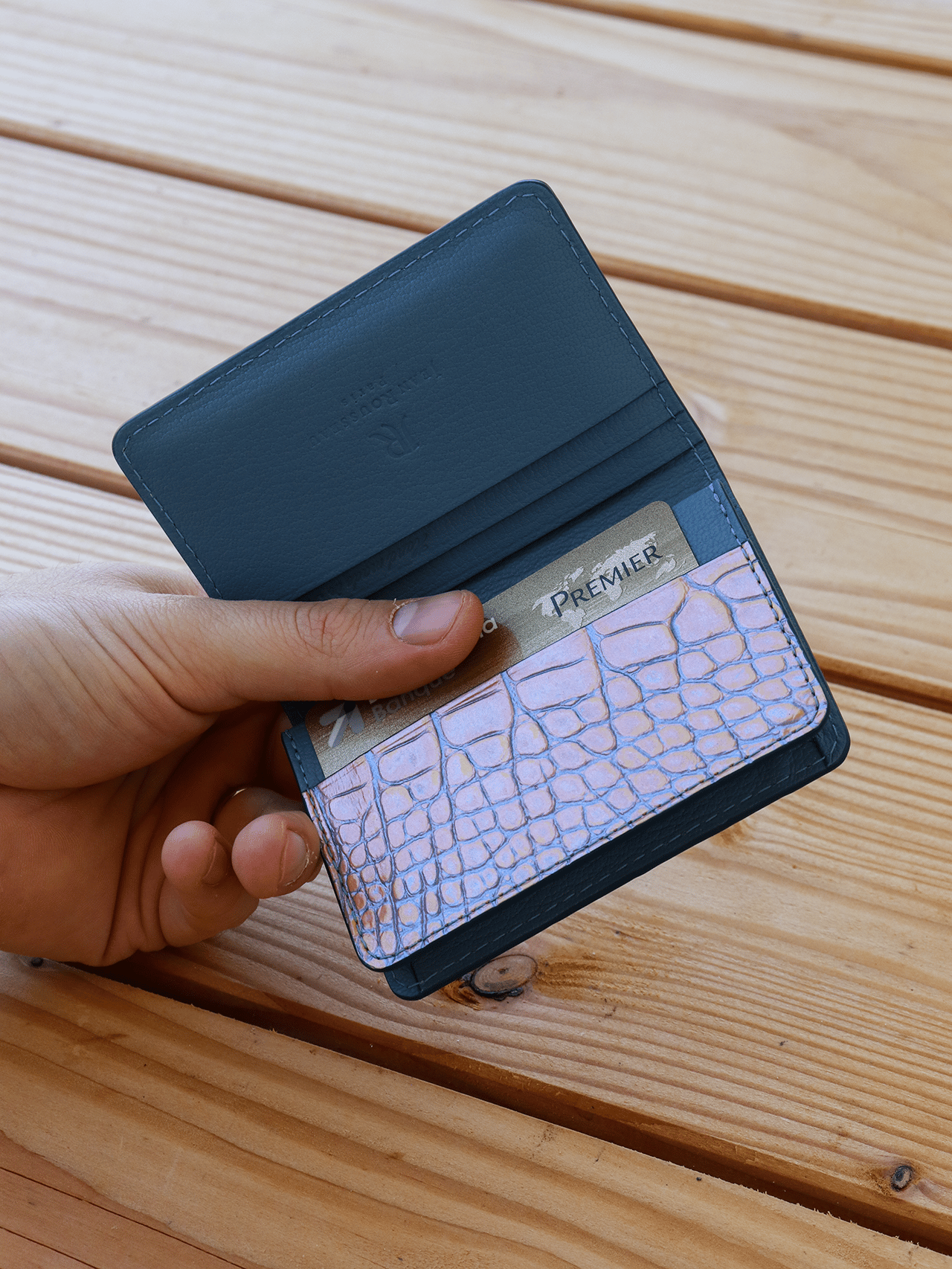 jean rousseau crocodile red brown pink blue wallet car holder