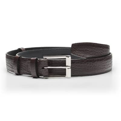 Classic Belt brown Semi matte alligator round scales