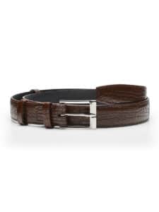 Ceinture classique marron alligator vintage écailles rondes