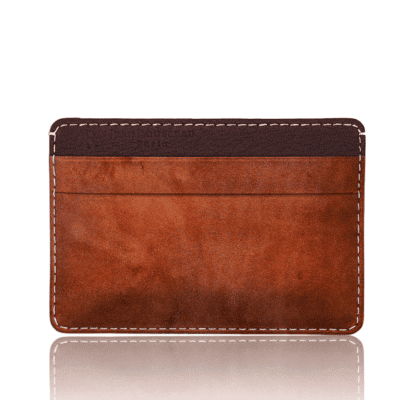 「必備」超薄卡片夾金色復古小牛皮