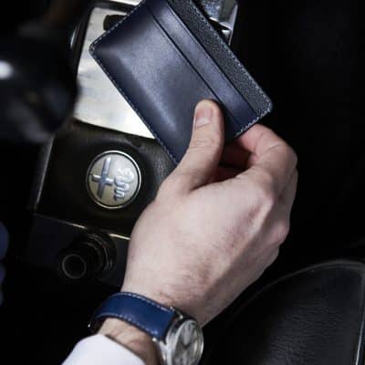 "Essentiel" Slim Cardholder Blue Vintage Calf