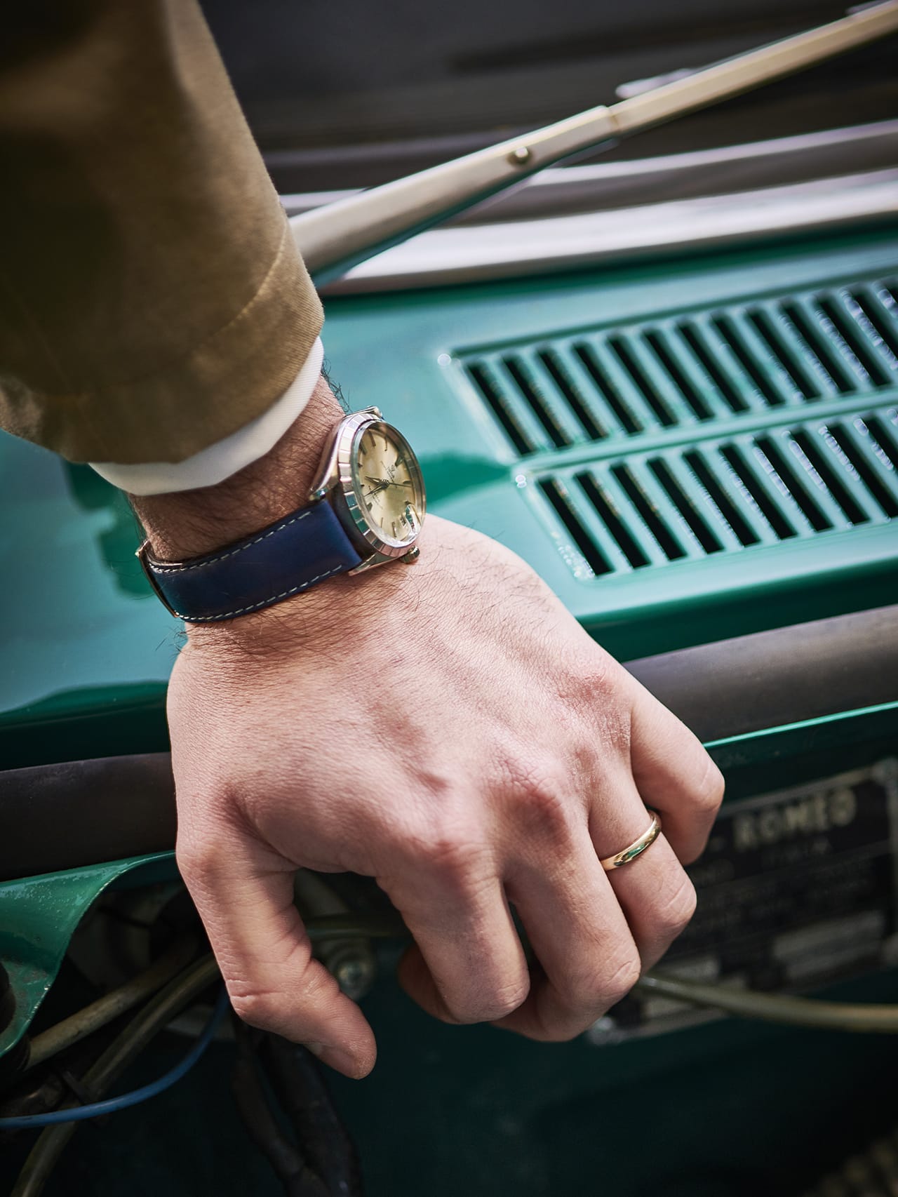 錶帶復古小牛皮經典3.5藍色:圖片 2