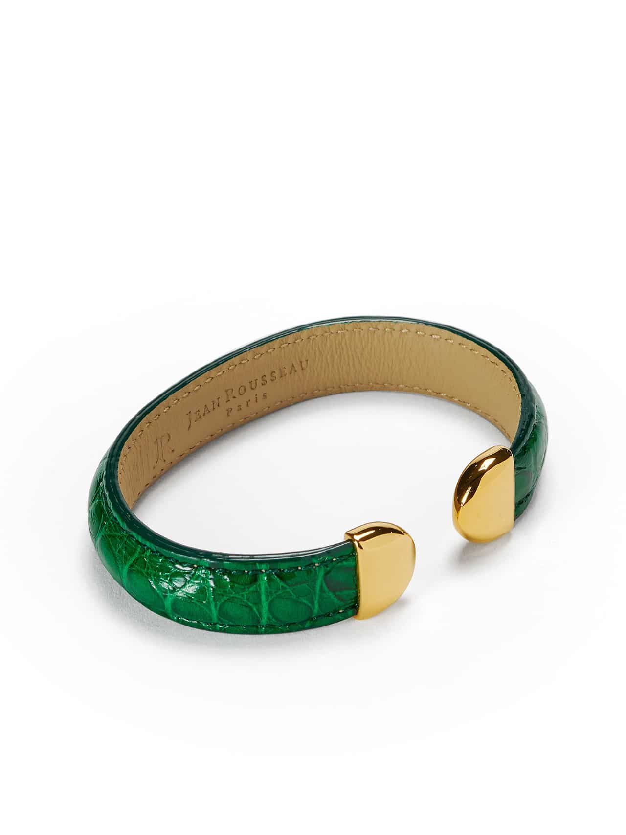 bracelet green leather jean rousseau