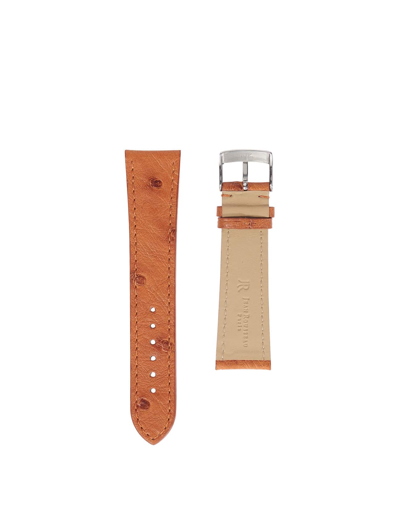 Flat watch band Ostrich brown Men