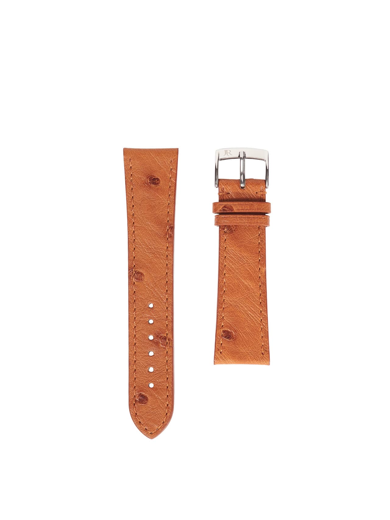 Flat watch band Ostrich brown Men