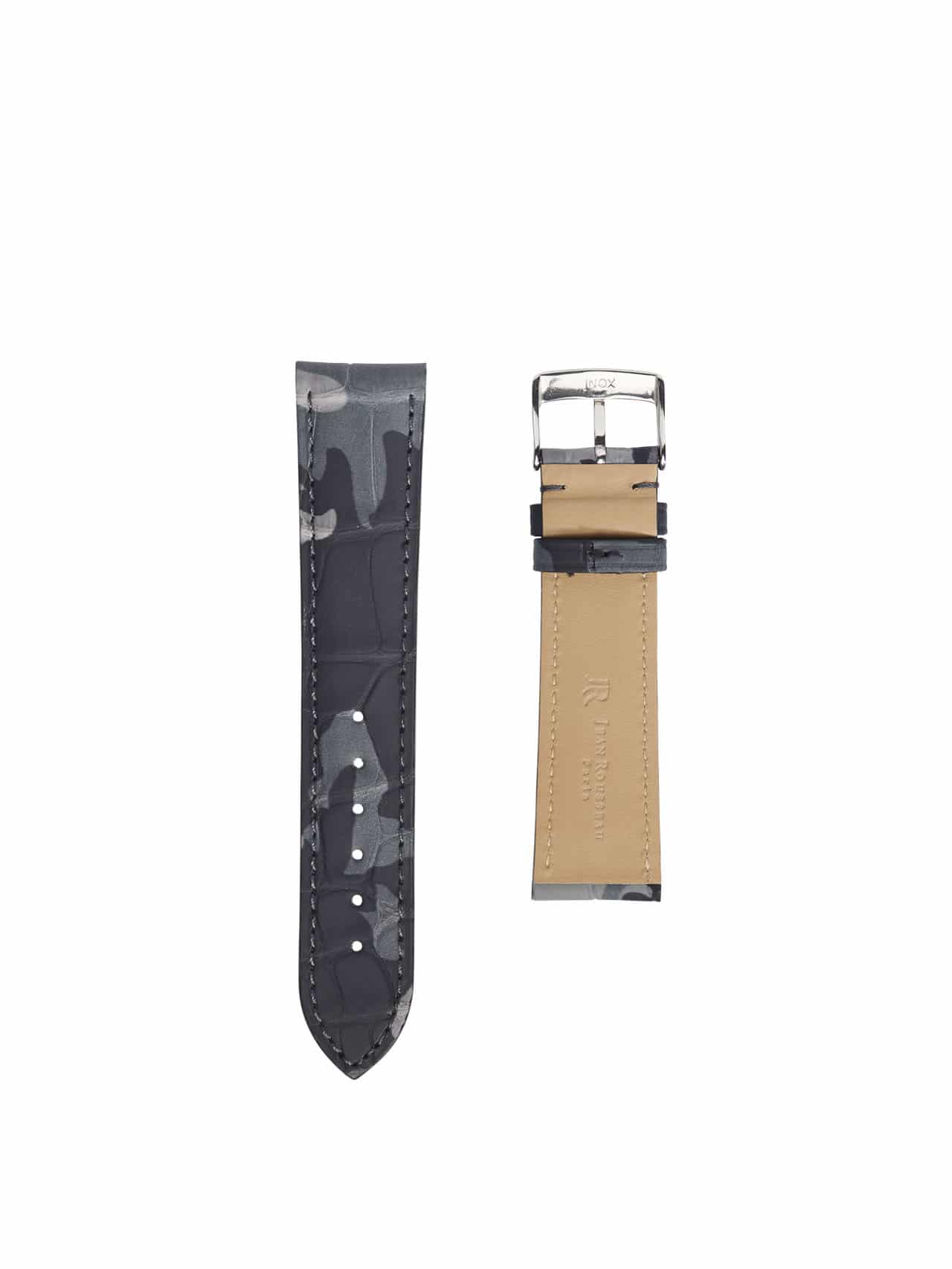 Flat watch band Alligator black camo Men