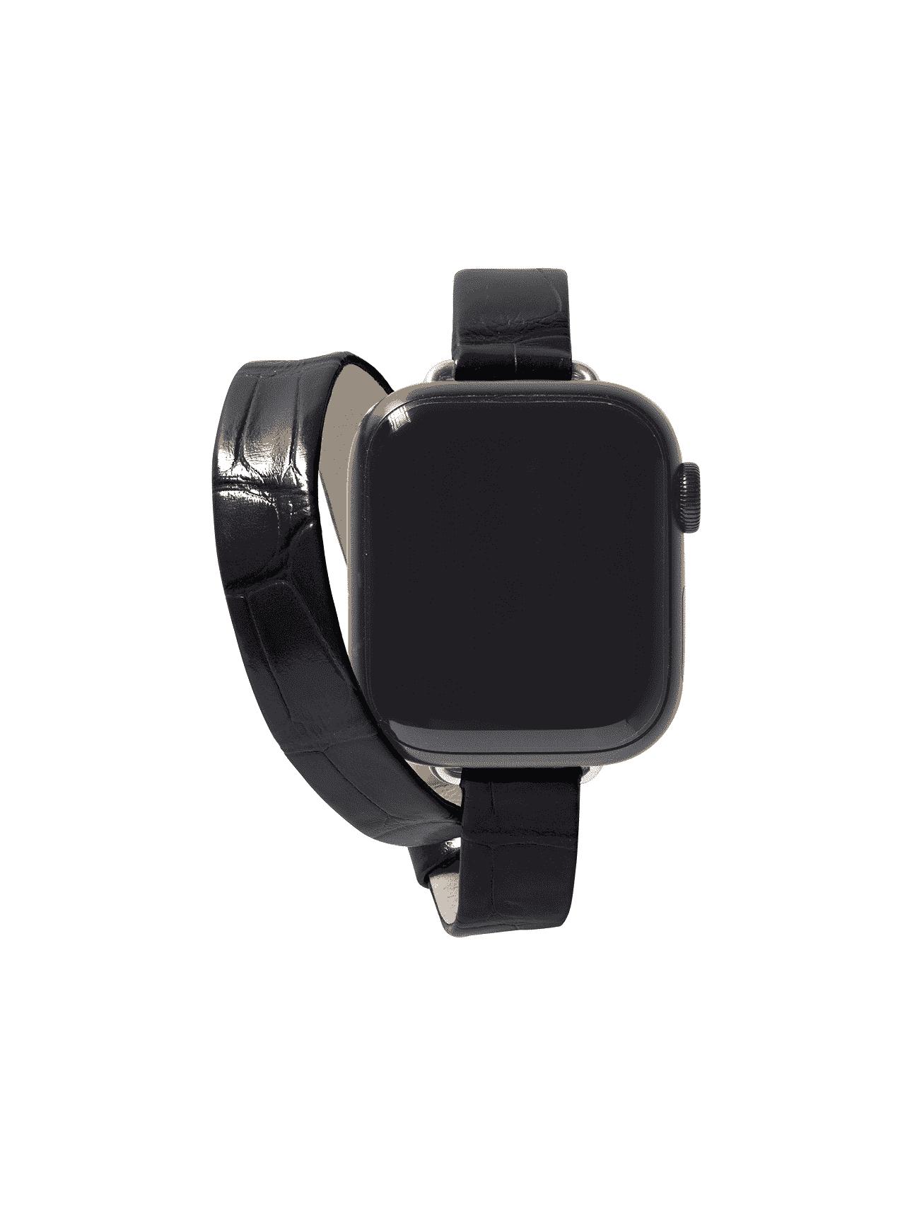 Apple Watch double bracelet Alligator Black Bright Men