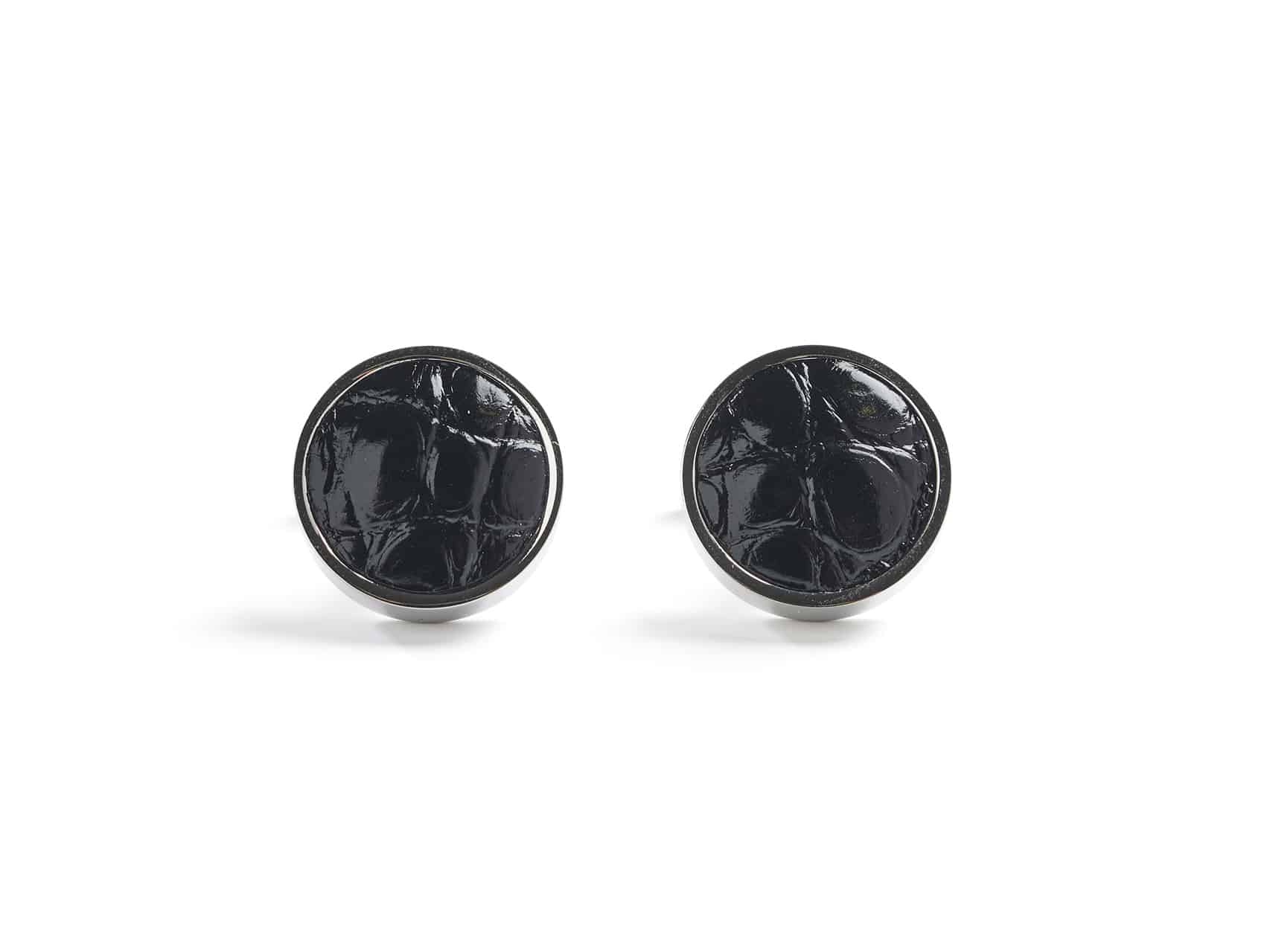 cufflinks crocodile leather dark brown black man