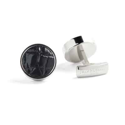 cufflinks crocodile leather dark brown black man