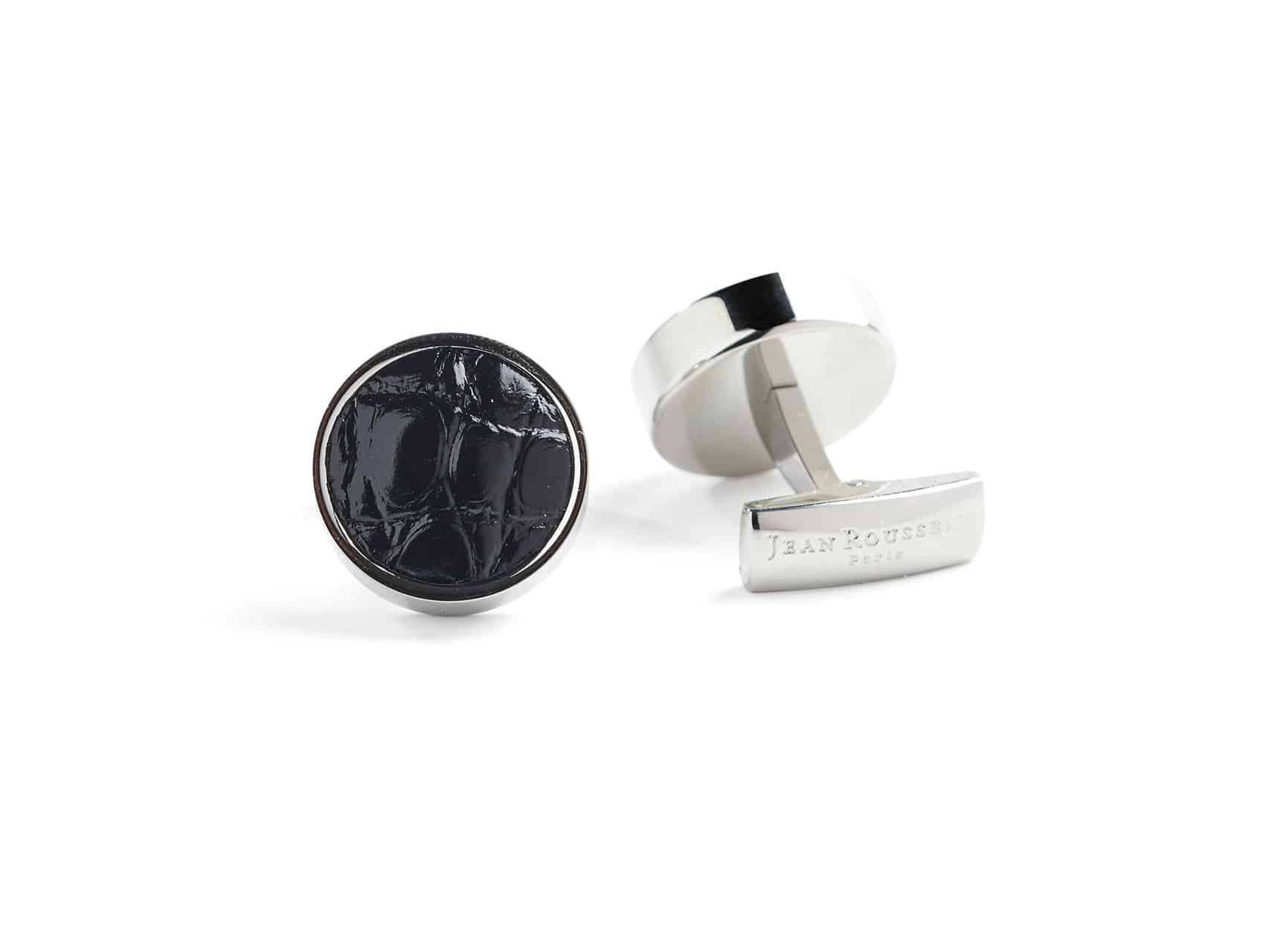 cufflinks crocodile leather dark brown black man