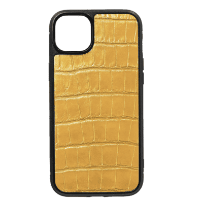 iphone case 14 leather crocodile yellow