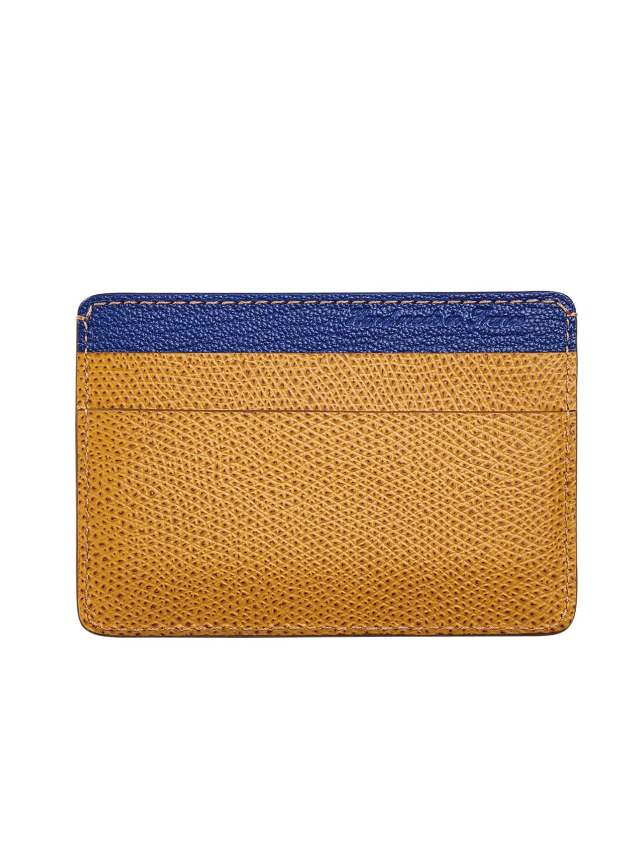 business card holder crocodile brown blue leather