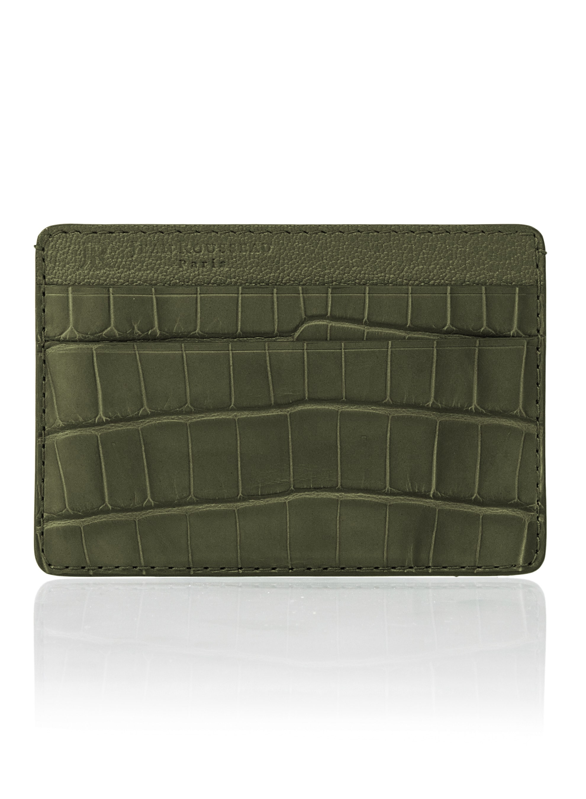 essentiel porte carte fin vert olive