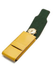 Etui montre chèvre jaune