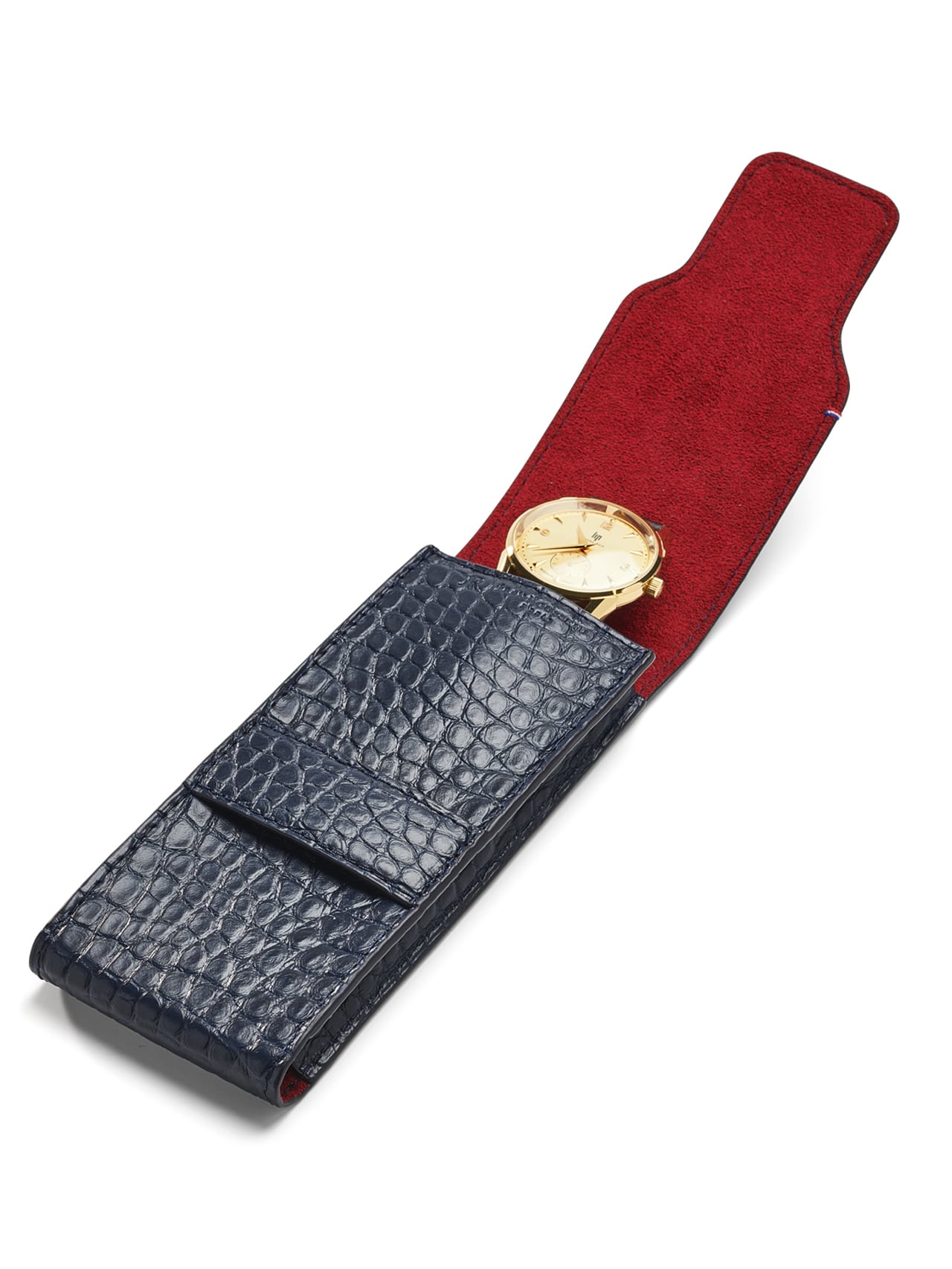 jean rousseau leather goods watch case blue red