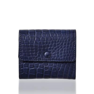 Coin purse navy blue semi matte alligator