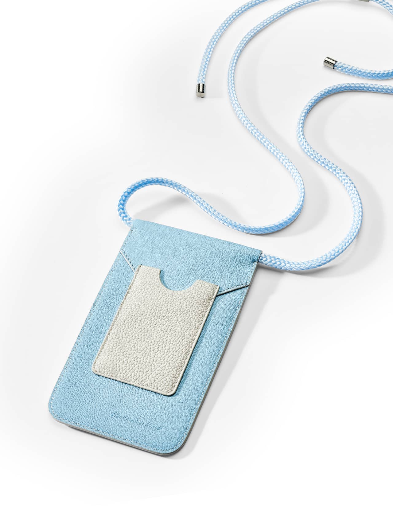 pochette téléphone jean rousseau bleu cuir